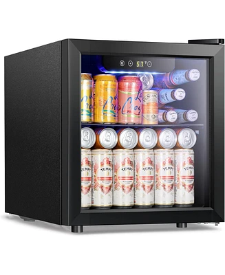 Zafro 1.3 Cu.ft Mini Beverage Fridge, 12 Bottle & 48 Can Cooler, Glass Door with Digital Temperature Control, Ideal for Soda, Beer, or Wine, Compact D