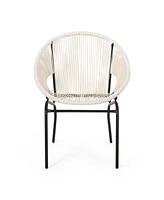Modern Woven Basket Armchairs with Iron Frame (Set of 2)