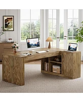 Tribesigns L-Shaped Executive Desk, Large Office Computer Table with File Cabinet, Modern Business Furniture with Storage Shelves for Home Office