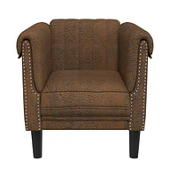 Sofa Chair Brown Faux Suede Leather