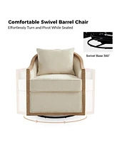 Zacharie Farmhouse Rattan Solid Wood Armchair