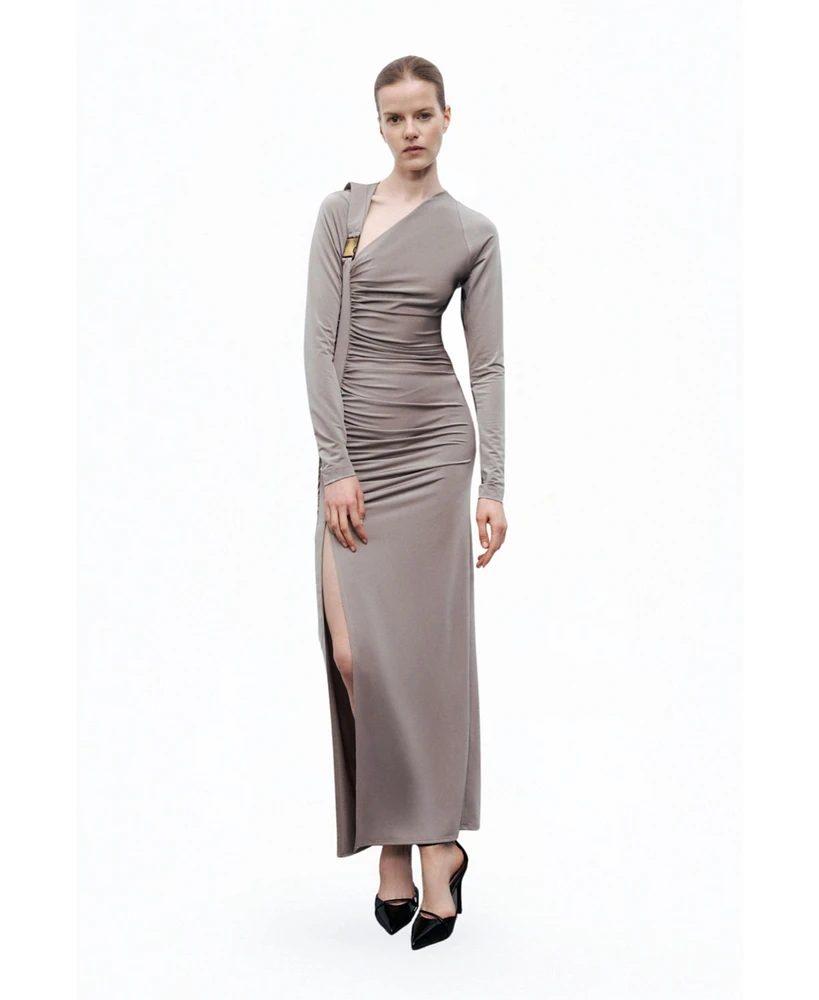 Nocturne Women's Metal Buckle Detailed Maxi Dress