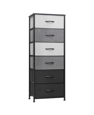 Steel and Fabric Six-Drawer Chest for Bedroom Closet Home Storage