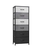 Steel and Fabric Six-Drawer Chest for Bedroom Closet Home Storage