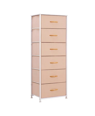 Steel and Fabric Six-Drawer Chest for Bedroom Closet Home Storage