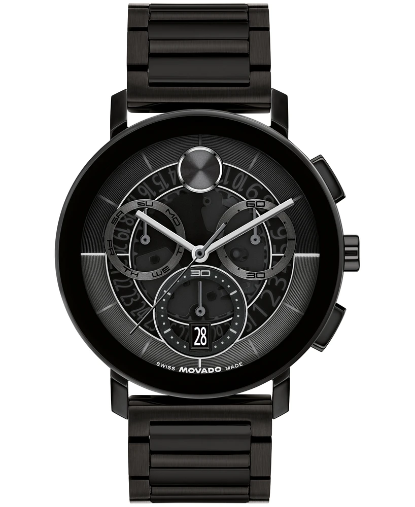 Movado Men's Bold Evolution 2.0 Swiss Quartz Chrono Ionic Plated Black Steel Watch, 42mm