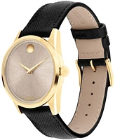 Movado Women's Museum Classic Swiss Automatic Black Leather Watch, 33mm