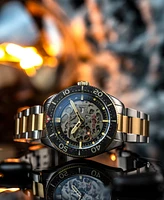 Spinnaker Men's Croft 42 Skeleton Automatic Two Tone Solid Stainless Steel Bracelet Watch, 42mm