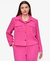 Dkny Plus Size Aero Crepe Cropped Wing Collar Jacket Aero Crepe High Rise Wide Leg Pants