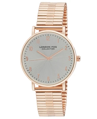 London Fog Unisex Baldwin Rose Gold Link Alloy Watch, 37mm