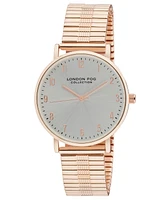 London Fog Unisex Baldwin Rose Gold Link Alloy Watch, 37mm