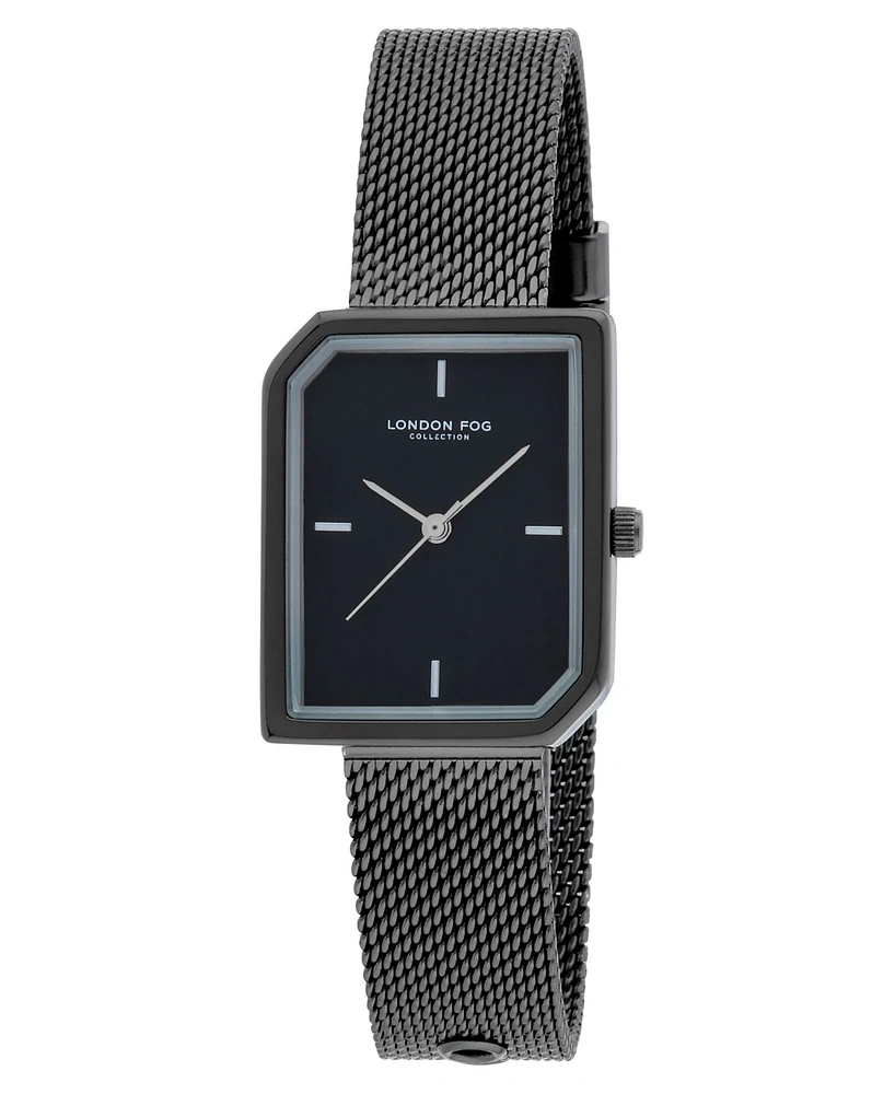 London Fog Unisex Cavern Black Alloy Mesh Watch, 24mm