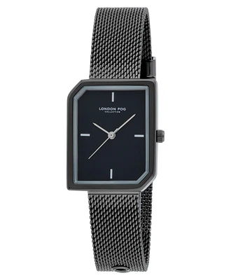London Fog Unisex Cavern Black Alloy Mesh Watch, 24mm