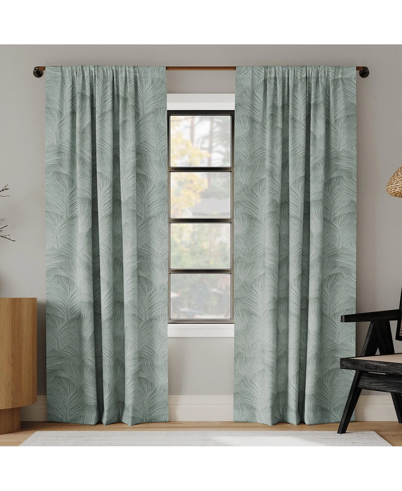 Coppa Leaf Motif Magnetic Closure 100% Blackout Back Tab Curtain Panel
