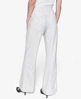 Karl Lagerfeld Paris Women's Pinstripe Full Wide- Leg Pants