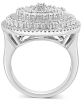 Effy Diamond Round & Baguette Sunburst Cluster Statement Ring (1-1/2 ct. t.w.) in 14k White Gold