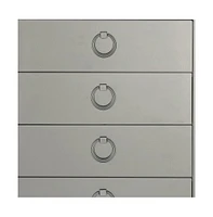 Solid Wood Five-Drawer Chest with Mirrored Accents for Bedroom Storage