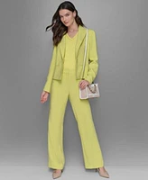 Karl Lagerfeld Paris Womens Sleeveless Top One Button Blazer Straight Leg Pants