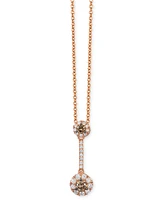 Le Vian Chocolatier Chocolate Diamond & Vanilla Diamond Double Drop Halo 18" Pendant Necklace (1/3 ct. t.w.) in 14k Rose Gold