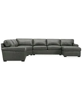 Radley Roll Arm 152" 5-Pc. Leather Wedge Corner Chaise Sectional, Exclusively at Macy's