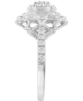 Effy Diamond Flower Cluster Milgrain Bead Ring (1-1/3 ct. t.w.) in 14k White Gold