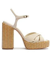 Schutz Women's Keefa High Straw Round Toe Sandals