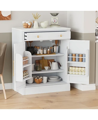 Modern Freestanding Kitchen Pantry with Drawer & Adjustable Shelves