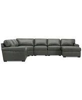 Radley Roll Arm 145" 6-Pc. Leather Wedge Corner Chaise Sectional, Exclusively at Macy's