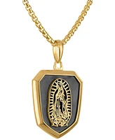 Bulova Men's Our Lady of Guadalupe Two-Tone Sterling Silver Pendant Necklace, 24" + 2" extender