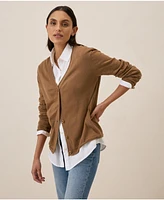 Pact Women's Organic Cotton Classic Fine Knit V-Neck Cardigan