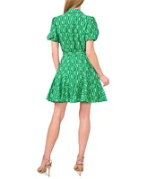 CeCe Women's Flowy Tie Waist Shirt Dress