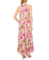 CeCe Women's Printed Floral Halter Maxi Dress