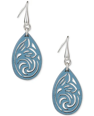 Patricia Nash Silver-Tone Leather Lace Drop Earrings