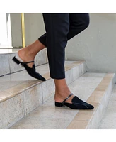 Alterre Women's Black Suede Twiggy Customizable Pointed Loafer Slides