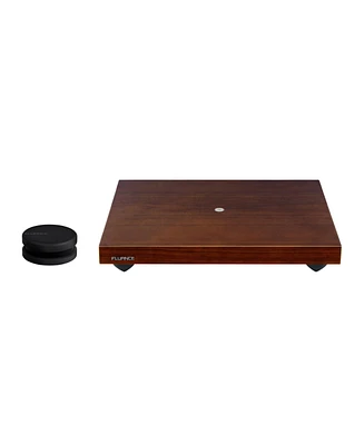 Fluance Turntable Isolation Base Anti-Vibration Wood Platform And HiFi Vinyl Record Weight Stabilizer with Rubberized Finish - Natural Walnut