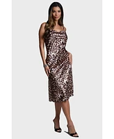 Bebe Women's Print Satin Cowl Midi Dress