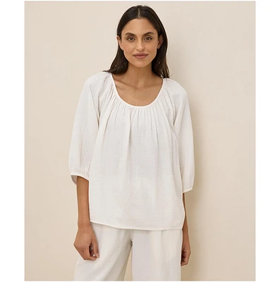 Pact Women's Organic Cotton Coastal Double Gauze Scoop Neck Top