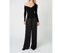 WeWoreWhat Women's Silky Trouser Pant