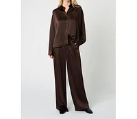 WeWoreWhat Women's Cropped Button Front Shirt