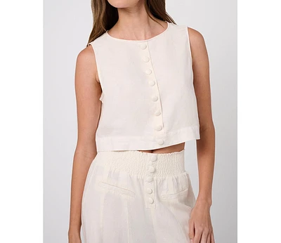 WeWoreWhat Women's Boxy Linen Boatneck Top