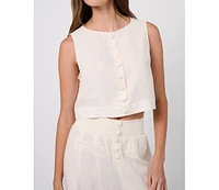 WeWoreWhat Women's Boxy Linen Boatneck Top