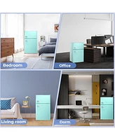 Zafro 3.2 cu.ft Compact Refrigerator with Freezer, Small Mini Fridge for Bedroom, Dorm, or Apartment, Features Adjustable Removable Glass Shelves