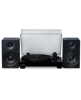 Fluance RT81 Elite High Fidelity Vinyl Turntable (White) with Ai41 Powered 5" Stereo Bookshelf Speakers (White Walnut), Diamond Stylus, Belt Drive, Bu
