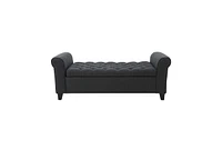Tufted Storage Ottoman Bench with Rolled Arms, Button-Tufted Diamond Stitching, Soft-Close Hinges, and Versatile Design for Seating Storage-The Po