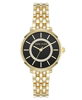 Anne Klein Women's Quartz Classy Gold-Tone Metal Alloy and Black Dial Watch, 30mm