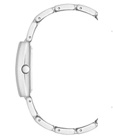 Anne Klein Women's Quartz Rectangular White Enamel and Silver-Tone Metal Alloy Watch, 22mm