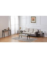 Kings Brand Furniture Camden Marble-Style Console Sofa Entryway Table for Hallway, Living Room, Foyer, Black/Gray