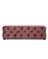 Tufted Velvet Ottoman Bench with Diamond Stitching, Modern Glam Upholstered Accent Piece, Versatile for Entryway, Living Room Seating-The Pop Home