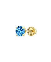 Bling Jewelry Minimalist Tiny Cubic Zirconia Aaa Cz 4-Prong Helix Cartilage Ear Lobe Piercing Daith Round Solitaire 14K Gold 1 Piece Stud Earring For