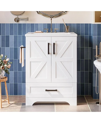 Bathroom Vanity with Sink, 24 Inch Farmhouse Bathroom Sink Cabinet